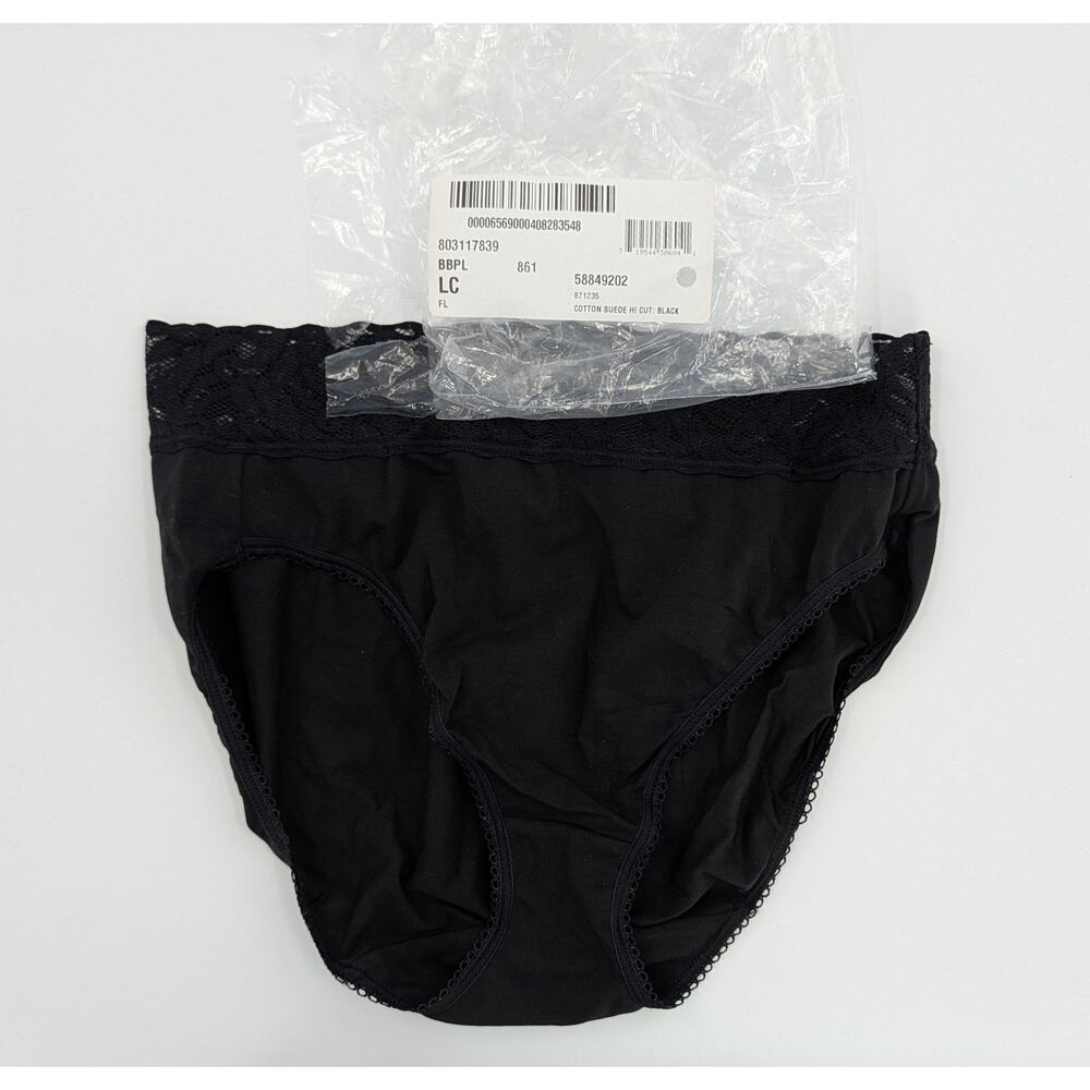 Wacoal Cotton Suede Hi Cut Brief Black - Picture 2 of 8